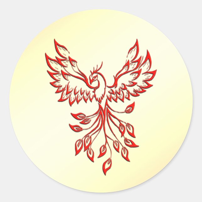 Red Phoenix Erhöhungen Runder Aufkleber (Vorderseite)