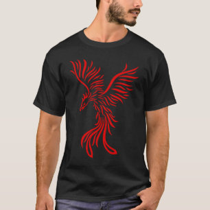 Red Phoenix Feuer Bird Symbol Circle Life Mountain T-Shirt