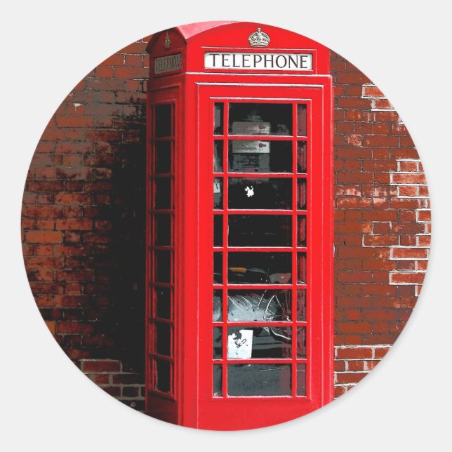 Red Phone Box London England UK Runder Aufkleber (Vorderseite)