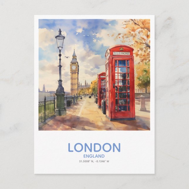 Red Phone Boxes und Big Ben - London, England Postkarte (Vorderseite)