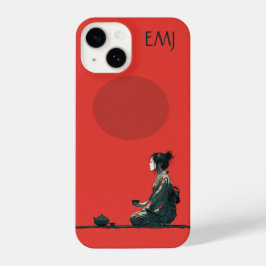 Red Phone Case mit Anime Girl | Personalisierbar iPhone 14 Hülle