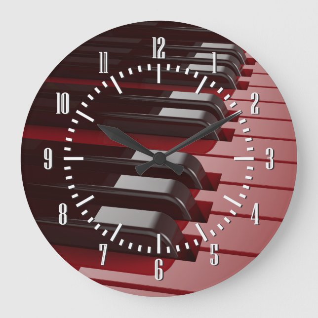 Red Piano Große Wanduhr (Vorderseite)