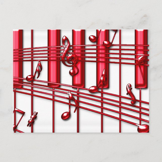 RED PIANO KEYBOARD POSTKARTE (Vorderseite)