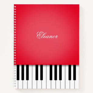 Red Piano Music Keyboard Custom Notebook Notizbuch