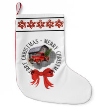 Red Pick Up Truck Christmas Stocking