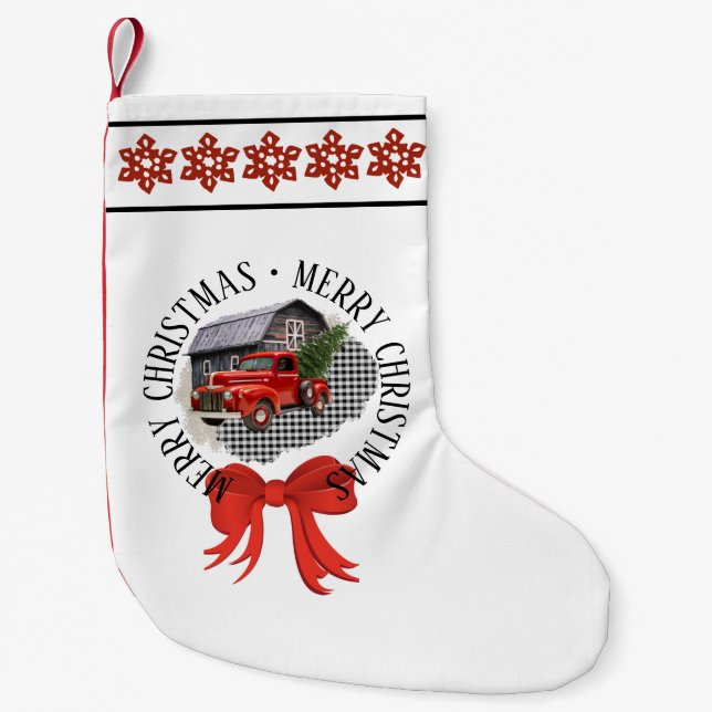 Red Pick Up Truck Christmas Stocking Kleiner Weihnachtsstrumpf (Vorderseite)