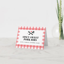 Red Picnic Kariert I Do GRILLEN Description Card Karte