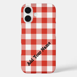 Red Picnic Kariert mit Individuelle Name iPhone 16 Hülle