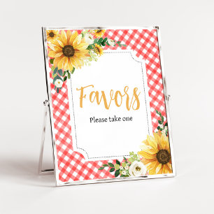 Red Picnic Sunflower Baby Shower Favoriten Poster
