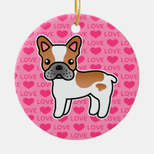 Red Piebald Cartoon French Bulldog Liebe Keramik Ornament