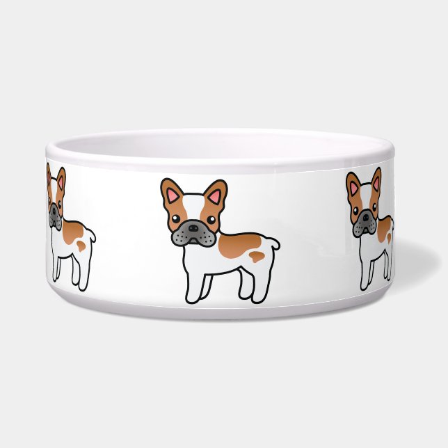 Red Piebald Cartoon French Bulldog Napf (Vorderseite)
