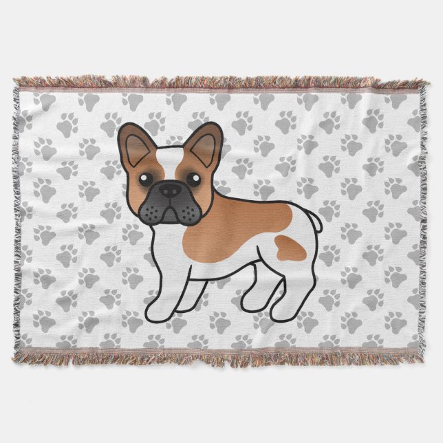 Red Piebald French Bulldog Niedlicher Cartoon Dog Decke (Vorderseite)