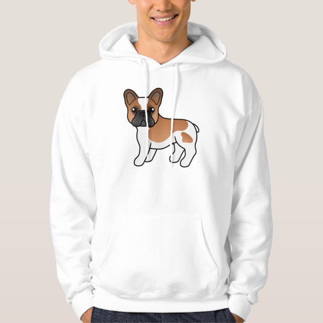 Red Piebald French Bulldog Niedlicher Cartoon Dog Hoodie (Vorderseite)