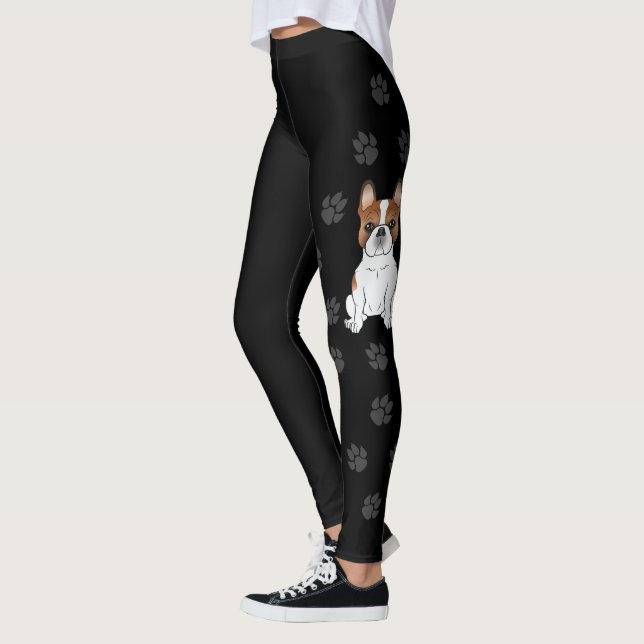 Red Piebald French Bulldog Niedlicher Cartoon Dog  Leggings (Links)