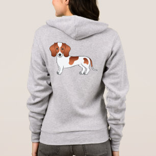 Red Piebald Kurz Hair Dackel Niedlich Cartoon Dog Hoodie