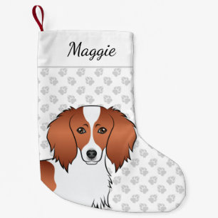 Red Piebald Long Hair Dackel Cartoon Dog Head Kleiner Weihnachtsstrumpf