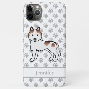 Red Piebald Siberian Husky Cartoon Dog & Name Case-Mate iPhone Hülle