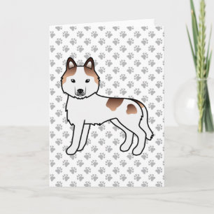 Red Piebald Siberian Husky Niedlich Cartoon Dog Karte