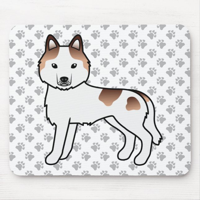 Red Piebald Siberian Husky Niedlich Cartoon Dog Mousepad (Vorne)