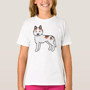 Red Piebald Siberian Husky Niedlich Cartoon Dog T-Shirt
