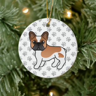 Red Pied French Bulldog Niedlich Cartoon Dog Keramik Ornament