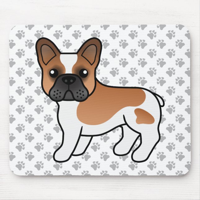 Red Pied French Bulldog Niedlich Cartoon Dog Mousepad (Vorne)
