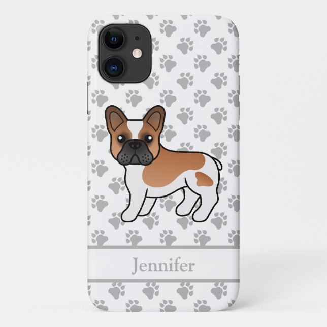 Red Pied French Bulldog Niedlicher Cartoon Dog & N Case-Mate iPhone Hülle (Rückseite)