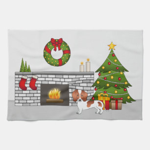 Red Pied Kurz Hair Dackel Hund - Weihnachtsraum Geschirrtuch
