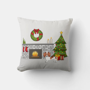 Red Pied Kurz Hair Dackel Hund - Weihnachtsraum Kissen