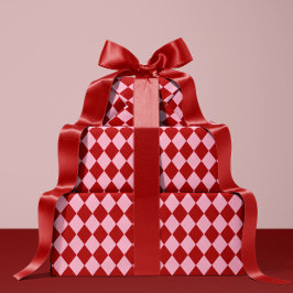 Red & Pink Argyle Christmas Wrapping Paper Geschenkpapier
