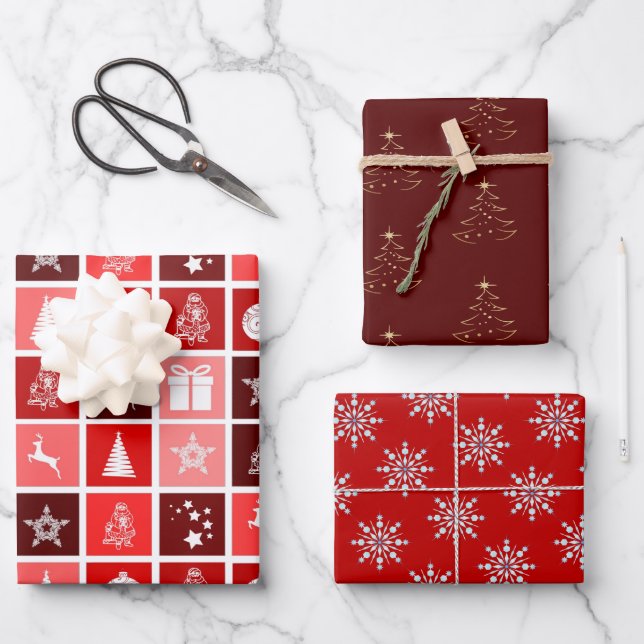 Red, Pink & Berry Fun Weihnachtsgeschenk Geschenkpapier Set (Vorderseite)