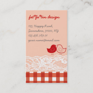 Red & Pink Birds Scrapbook Lace Visitenkarte