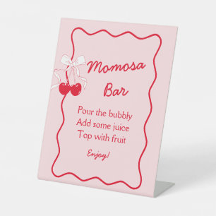 Red Pink Bow Cherry Baby Dusche Momosa Bar Sockelschild