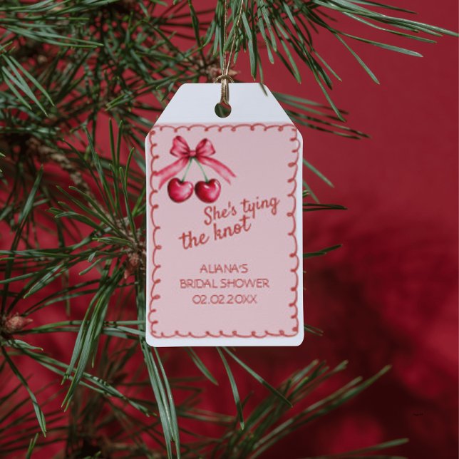 Red Pink Bow Sie bindet das Knoten-Brautparty Geschenkanhänger (Von Creator hochgeladen)