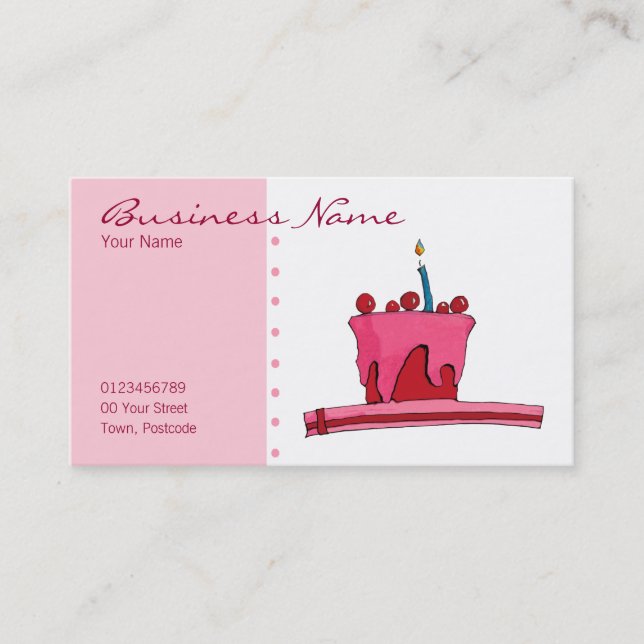 Red & Pink Cake Business Card Visitenkarte (Vorderseite)