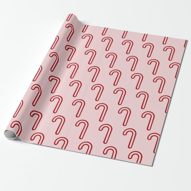 Red & Pink Candy Canes Geschenkpapier (Ungerollt)