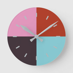 Red Pink Eggplant Blue Runde Wanduhr