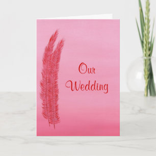 Red Pink Feathers Weditations Cards Einladung