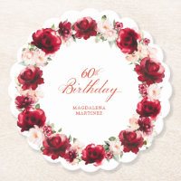 Red Pink Floral 60. Geburtstagsparty Personalisier