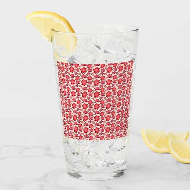 Red Pink Floral Seamless Pattern Dark Aesthetic  Glas (Vorderseite Ice)