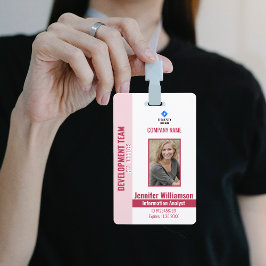 Red Pink Foto Company Security QR Code Mitarbeiter Ausweis