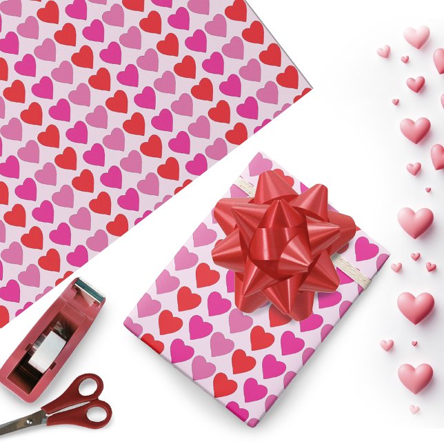 Red Pink Fuchsia Hearts Geschenkpapier (Von Creator hochgeladen)