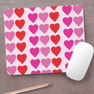 Red Pink Fuchsia Hearts Mousepad