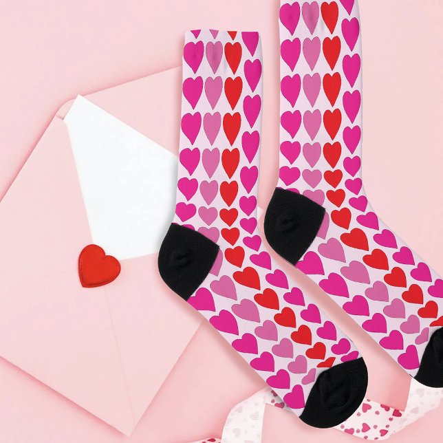 Red Pink Fuchsia Hearts Socken (Von Creator hochgeladen)
