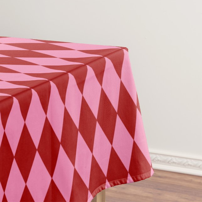 Red Pink Harlequin Checkered Design  Tischdecke (Von Creator hochgeladen)