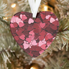 Red Pink Heart Confetti Pattern Valentine's Day Ornament