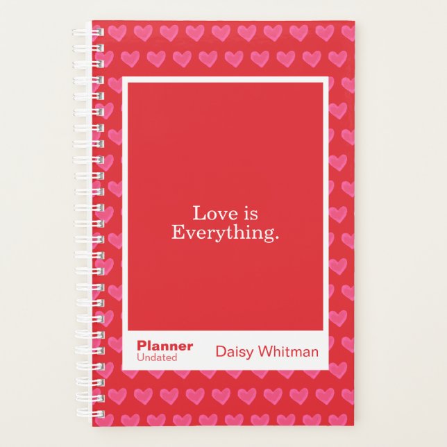 Red & Pink Hearts Block Quote | Fully Customizable Planer (Vorderseite)