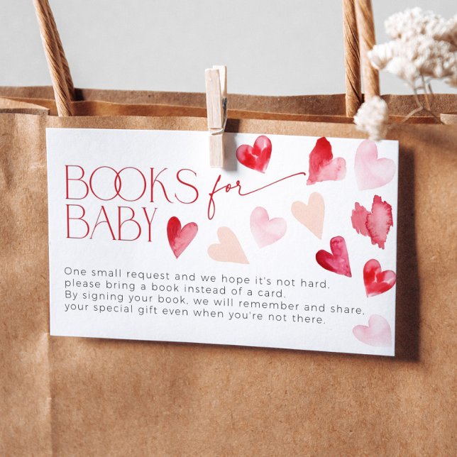 Red Pink Hearts Valentine Books for Baby Request Begleitkarte (Von Creator hochgeladen)