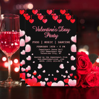 Red Pink Hearts Valentins Party Food Music Dance