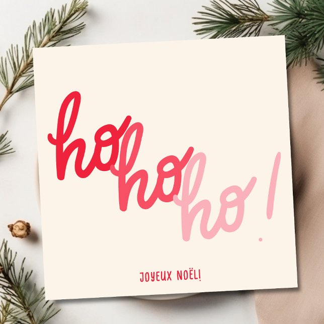 Red Pink Hohoho Joyeux Noel Script Christmas Card (Von Creator hochgeladen)